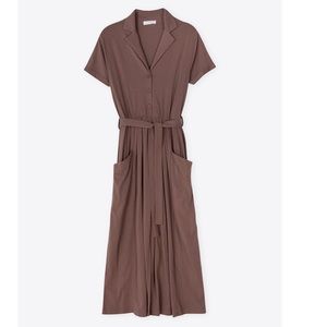 Oak + Fort Brown Cropped Wide Leg Modal Jumpsuit